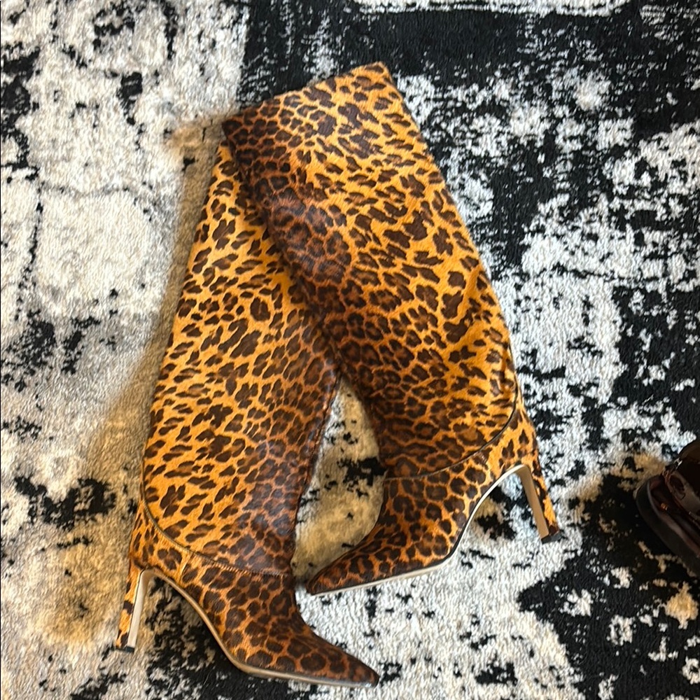 Jimmy Choo Pony hair Leopard Print Knee-High Women's Boots